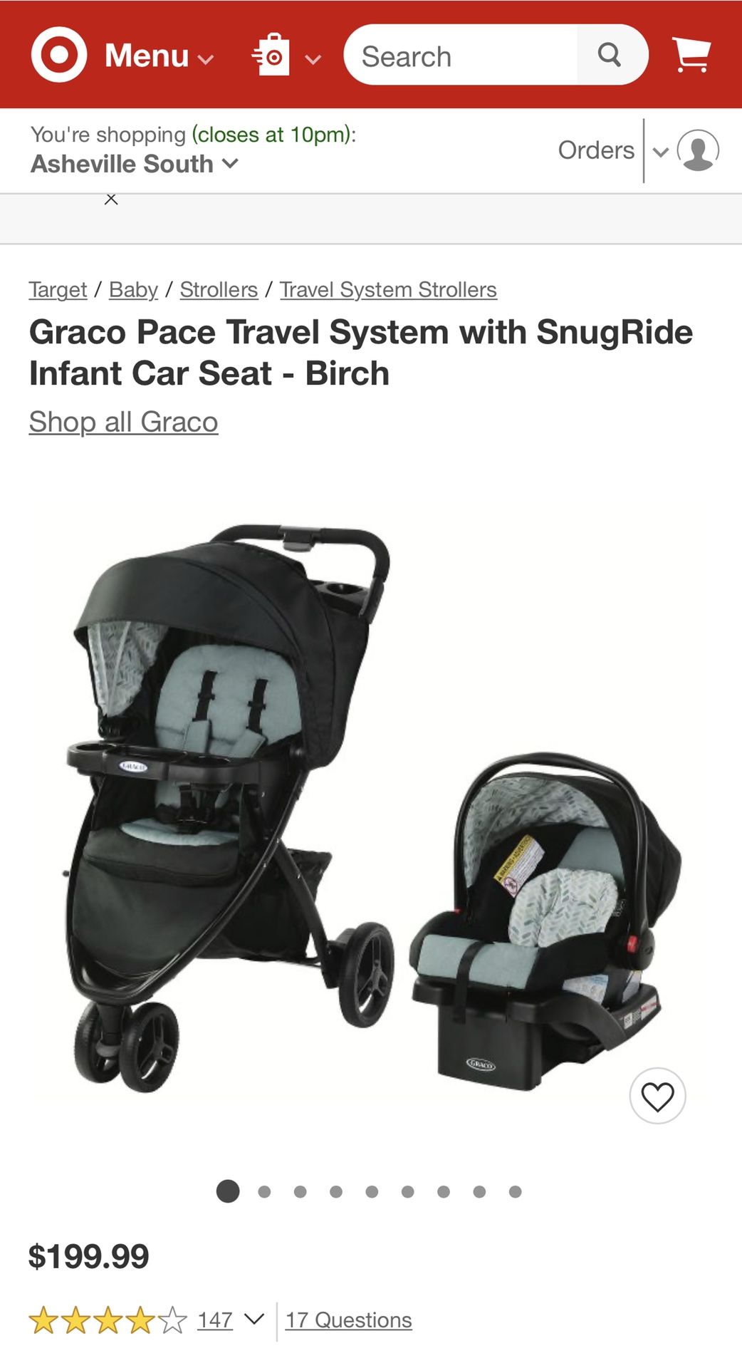 Graco Pace Travel System - Birch