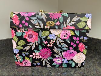 Floral Accordion File Organizer Storage Box with Handle & Lock – 13 Pockets