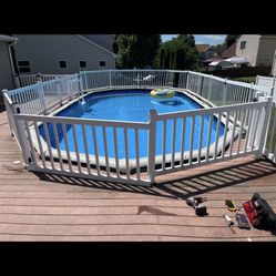 White Vinyl Pool Fencing & Deck Fencing.