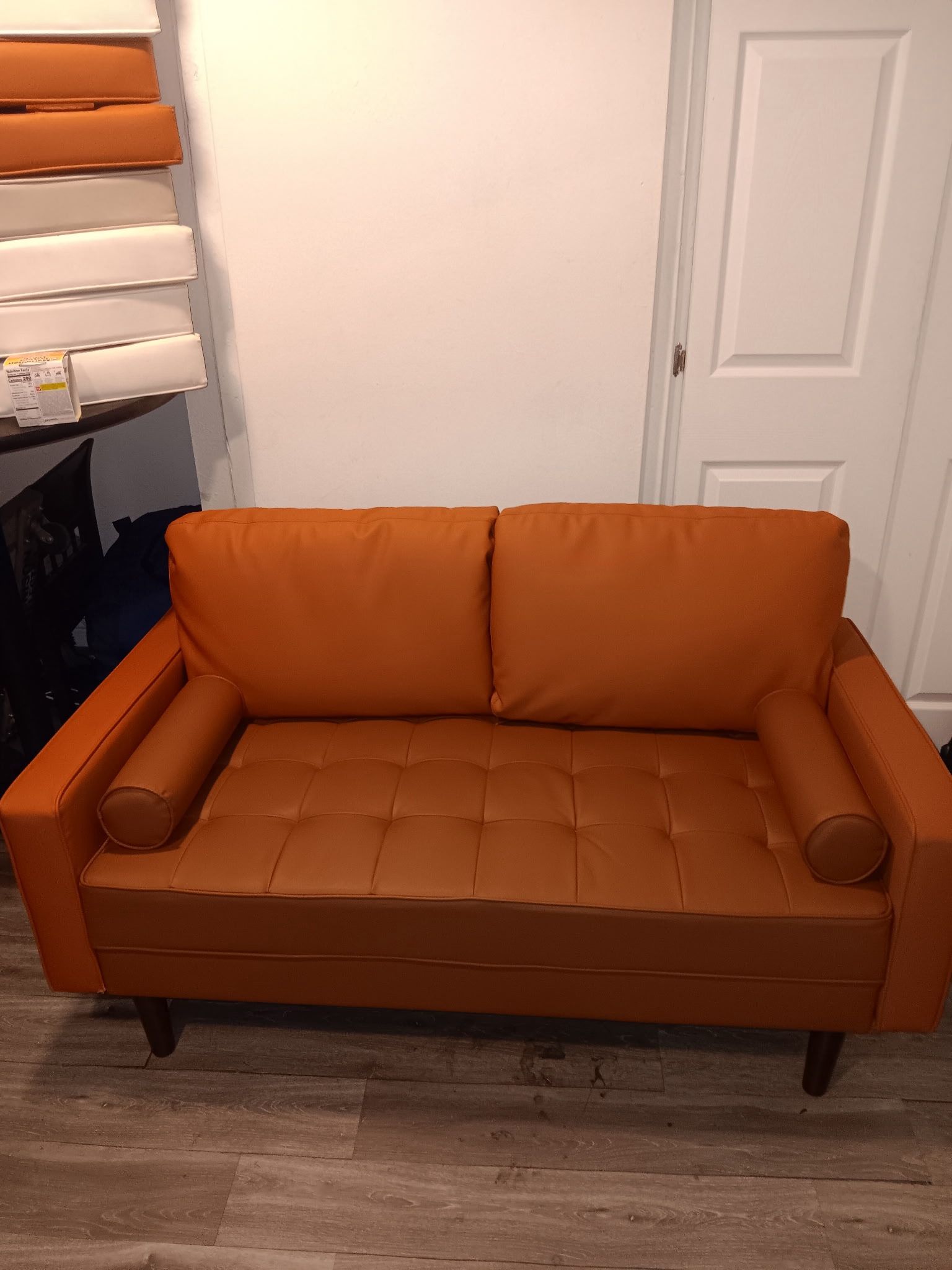 Tangerine Leather Couch