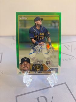 2023 Topps Chrome - Brice Turang #RA-BT Green Refractor Auto /99 (RC)