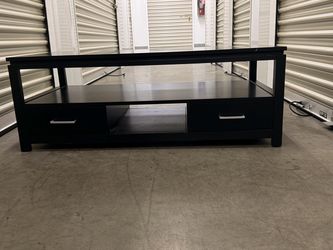 Black Wood Coffee Table with Drawers