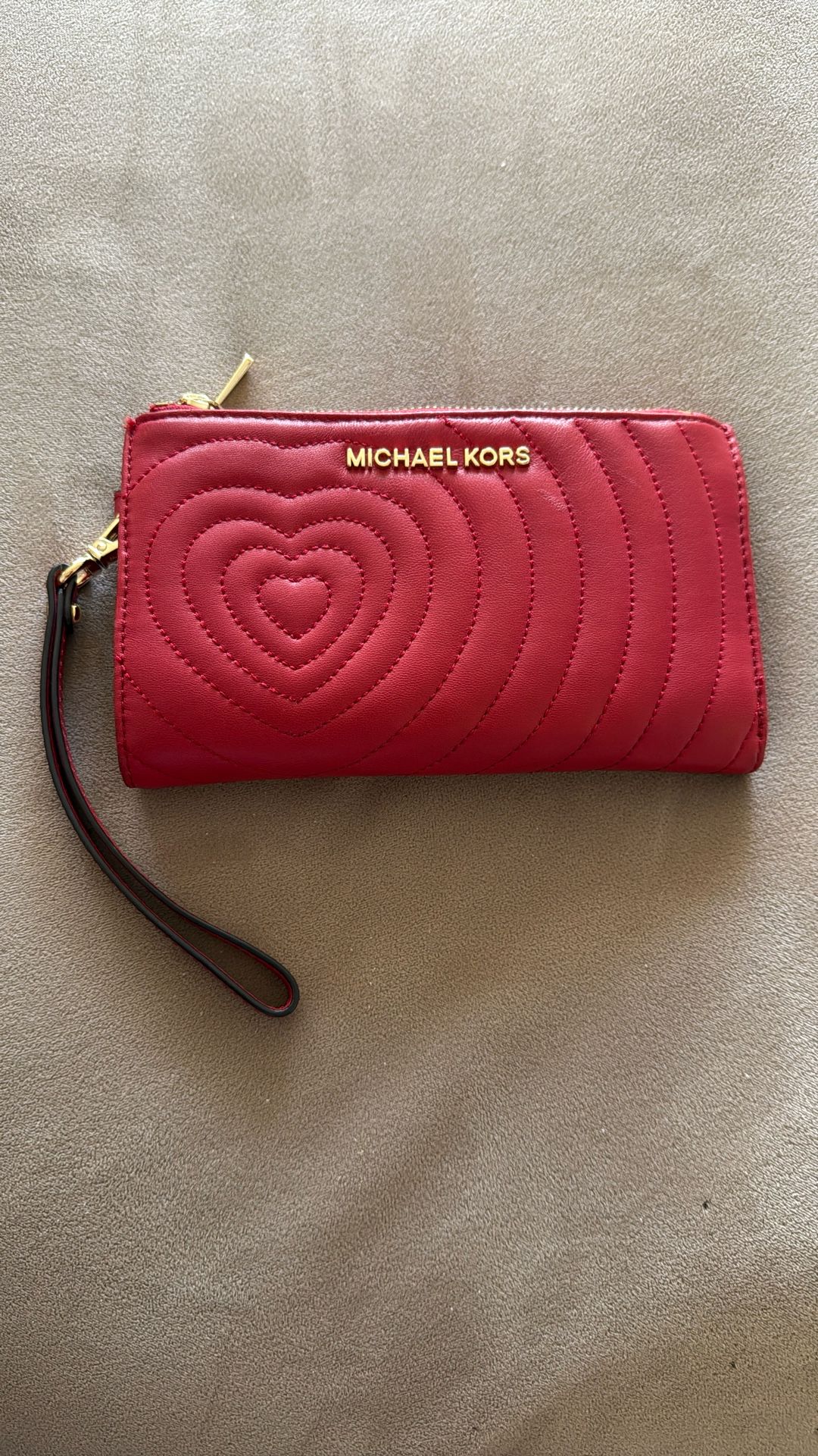 Michael Kors Scarlet Red Quilted Heart Wallet