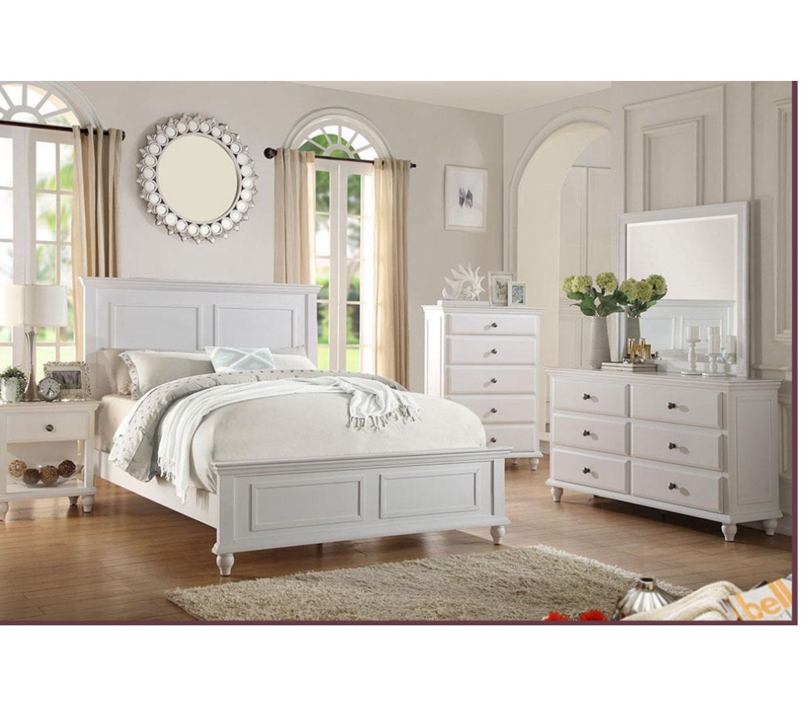 4- Pc Bedroom set Dresser,Mirror Nightstand (1) Queen size bed frame Not including Mattress and Box Sp