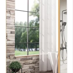 New 16x26 Inch Farmhouse Gold Aluminum Medicine Cabinet with Mirror -