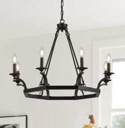 Black Metal 8-Light Modern Industrial Farmhouse Chandelier