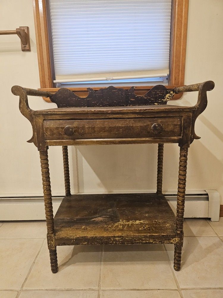 Antique Spindle Wash Stand with Drawer