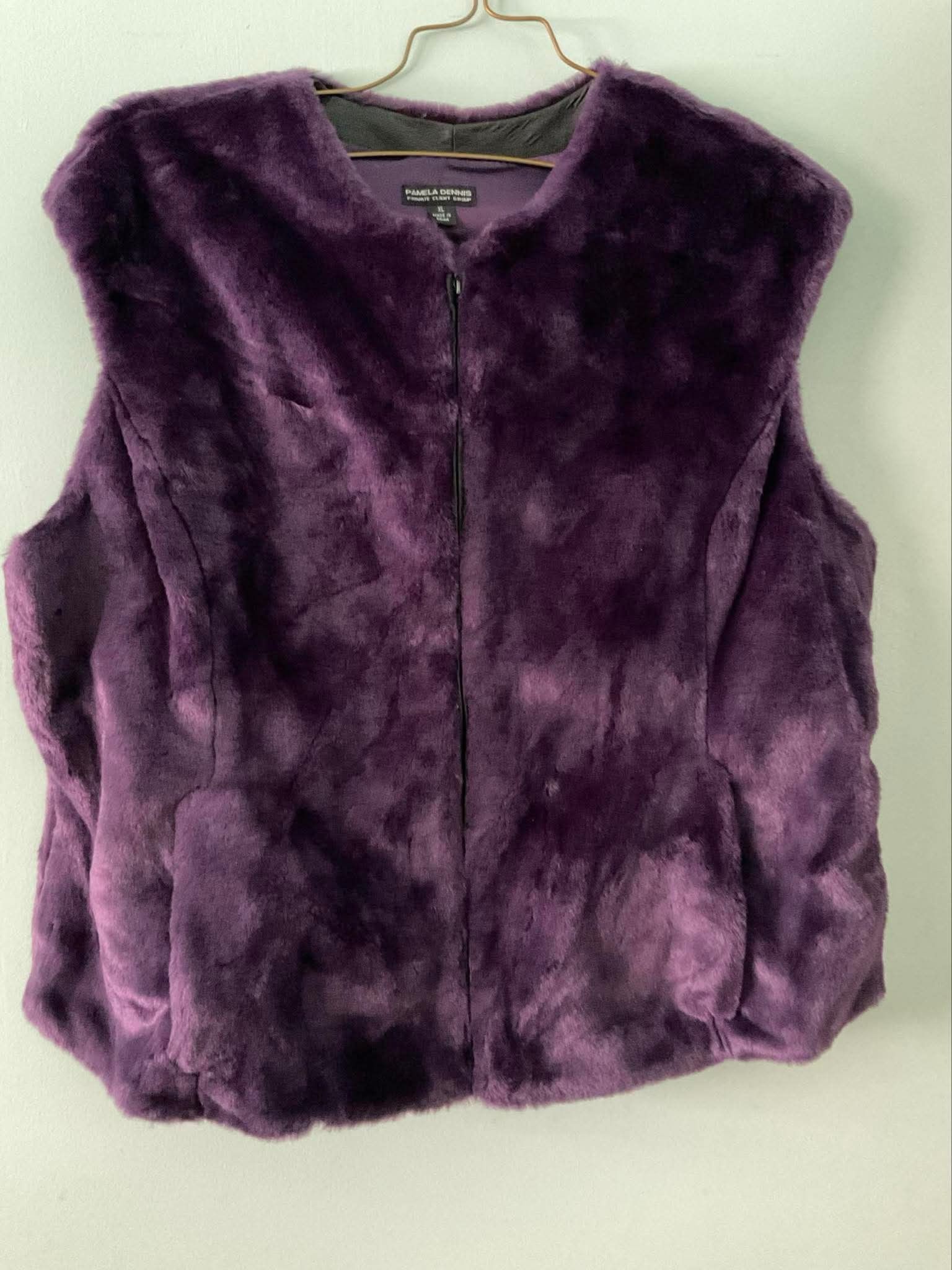 Ladies Purple Faux Fur Vest-size XL