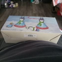 Snowman Candleholders With Snuffer New In Box Local  Pickup Only 