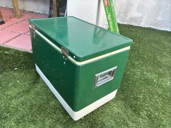 Vintage 1970s Green Coleman Cooler w/ stand