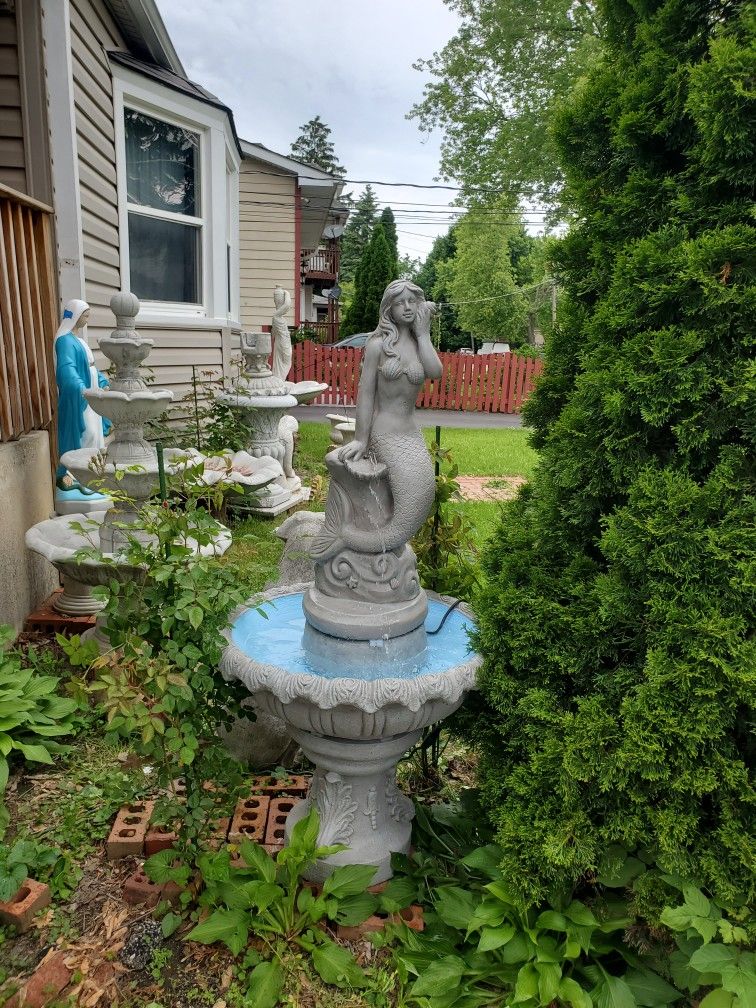 Concrete Mermaid Water Fountain