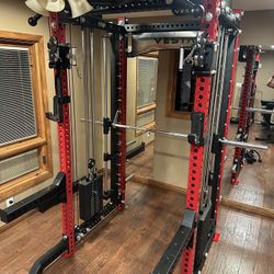 PRO SERIES Ultimate Half Rack Functional Trainer w/Smith Machine Bar | 400lb Stack | Gym Equipment | Fitness | Commercial | Squat Rack 