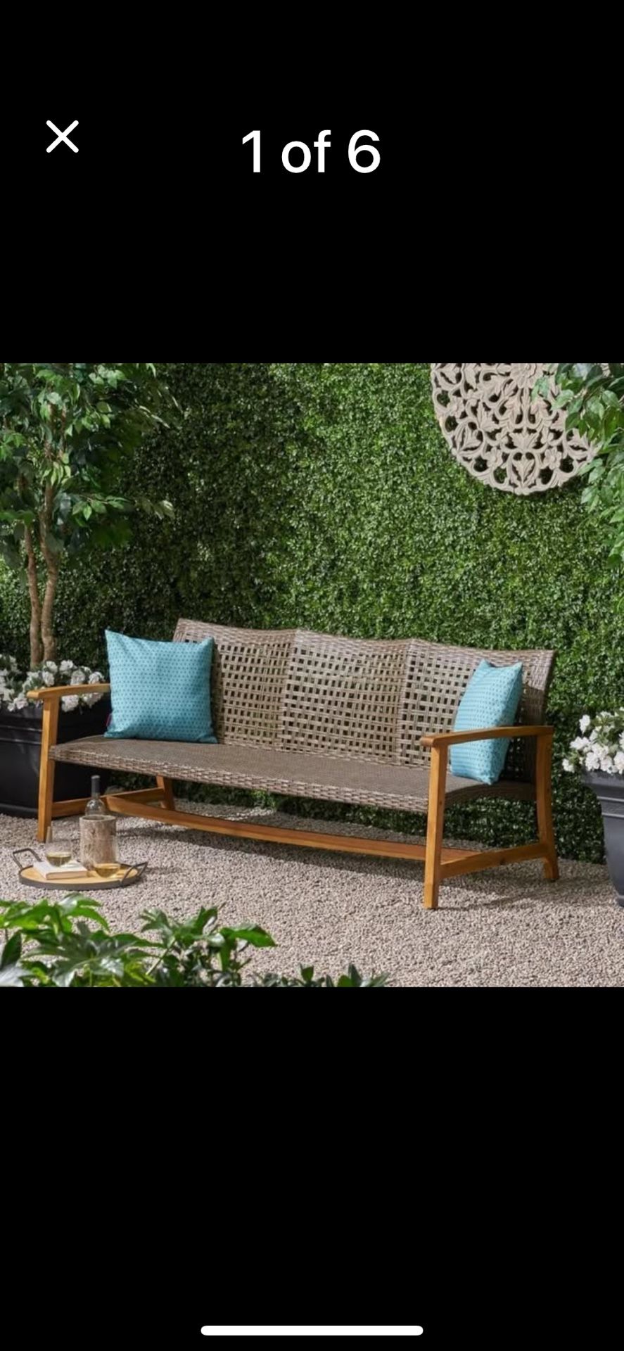 Wood + wicker 3 Seater Sofa For Patio, Backyard Or Sunroom 