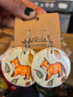 Handmade Clay Baby Fox earrings