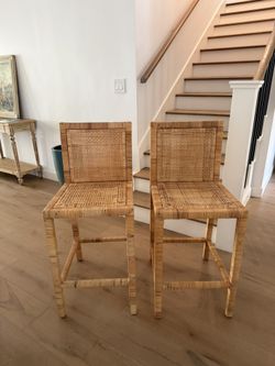 Pair Of Cane Counter Height Stools