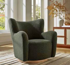 Montrose Wingback Sherpa Swivel Accent Arm Chair in Fern Walnut.   Retail price $402 our price $200 and we have 2 chairs each for $200    MODWAY  Mode