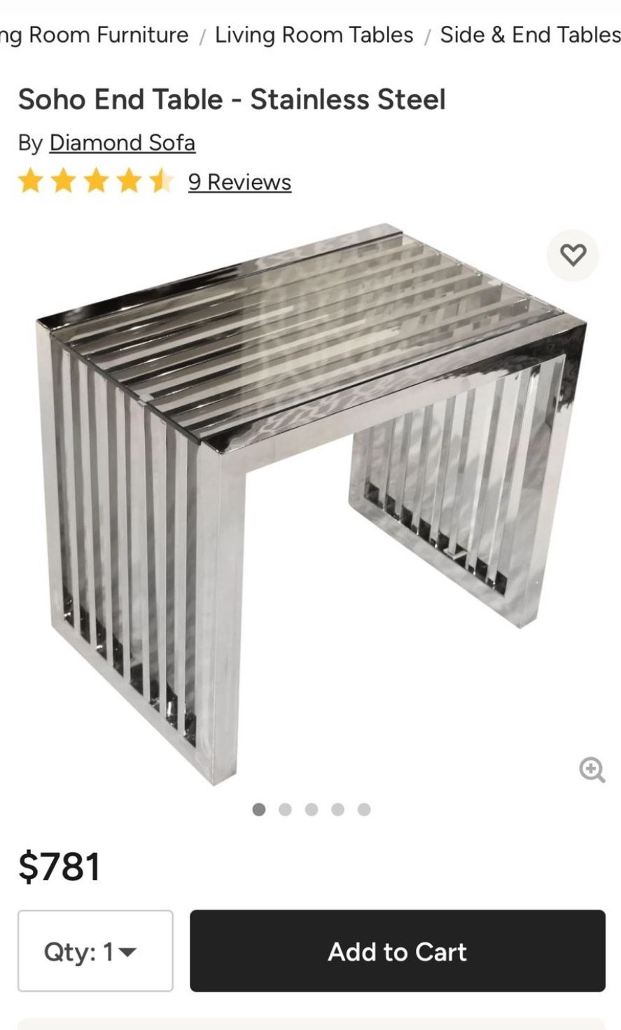Stainless Steel End Table