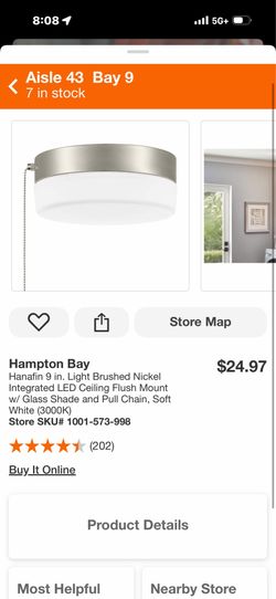 Hampton Bay Flush mount W/pull down chain