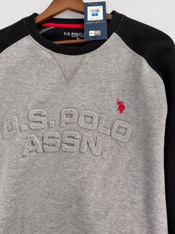 S. Polo Assn. Men’s Raglan Crewneck Sweatshirt Gray/Black XL – New
