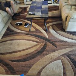 Large Brown Swirl Area Rug