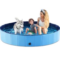 Foldable Dog Pool, Dog Swimming Pet Pool Kiddie Pool Sz XXXXL 79 Inch Plastic