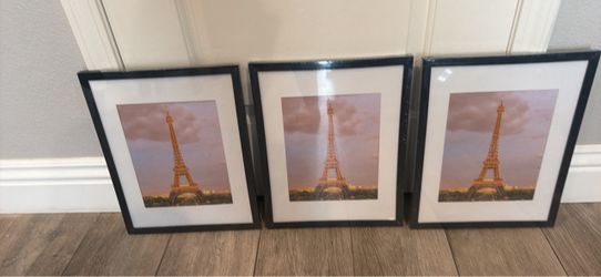 Set of 3 black matted frames
