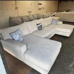EXTRA LARGE BEIGE SECTIONAL SOFA COUCH 