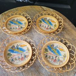 Wicker Rattan Vintage Coasters