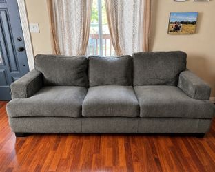 Modern Grey Fabric Couch with Clean Design