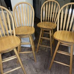 4 Wooden Bar Stools 