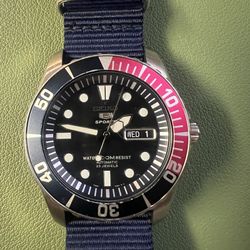 Seiko 5 Sports SNZF15 Sea Urchin Pepsi Bezel Automatic 100m - w/ Blue NATO