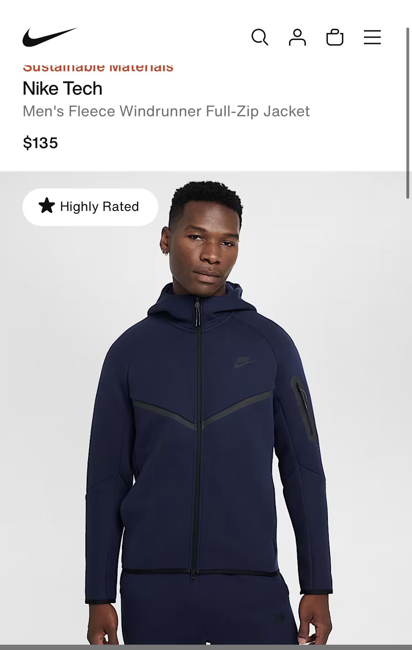 Nike Tech Fleece Navy Mens Size Large New