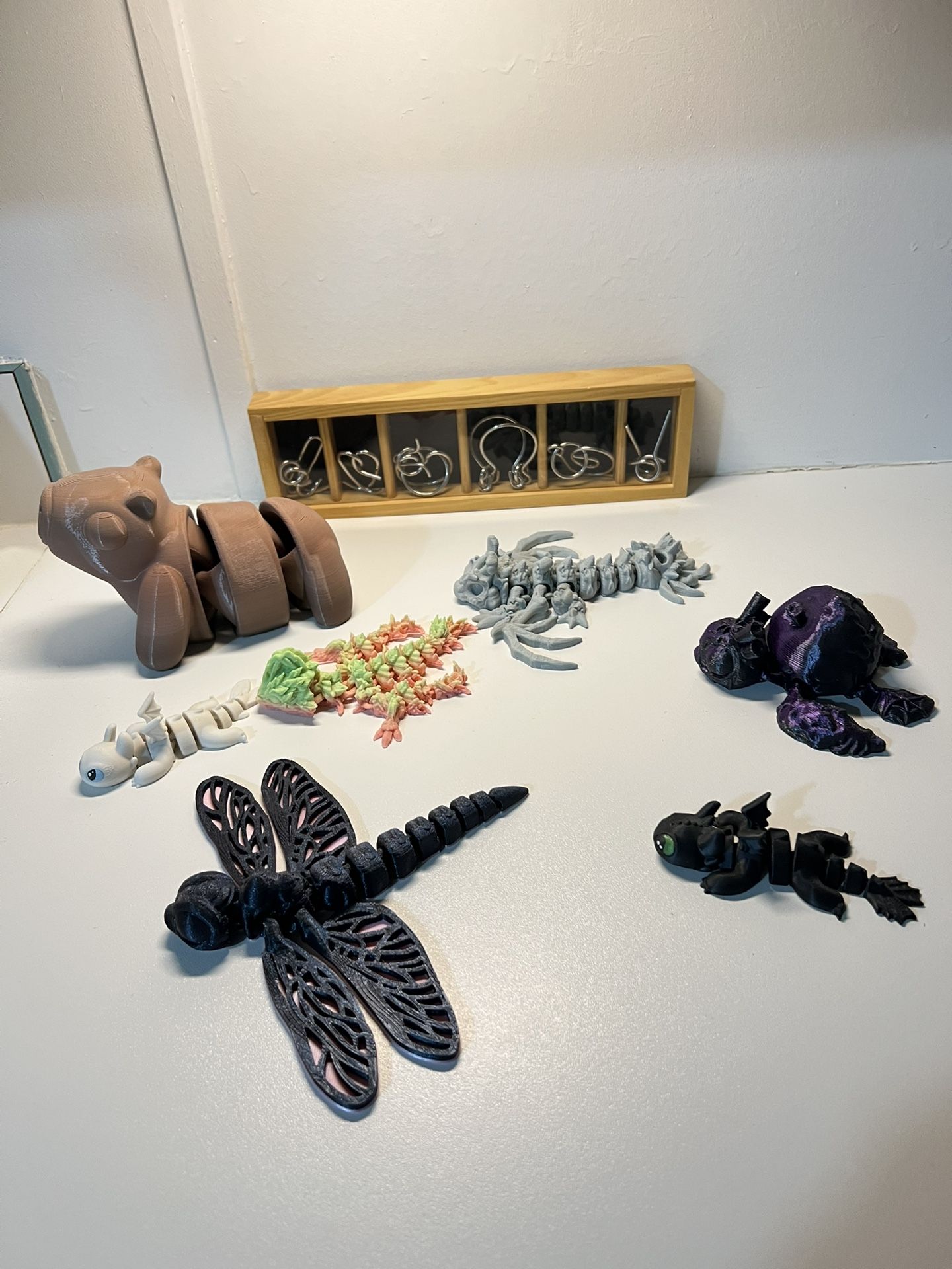 Articulated Toy 6" Butterfly & Dragon Flexi-3D Printed Articulated Toy Lot Boxed Set Of Linking Puzzles Lot