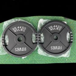 NEW Olympic 45lbs 2" weight plates for Barbell bar weights plate 45 lb Ibs 45lb set cast iron Pair #