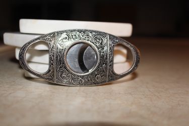 CIGARISM Stainless Steel Double Guillotine Cigar Cutter Engraved Design