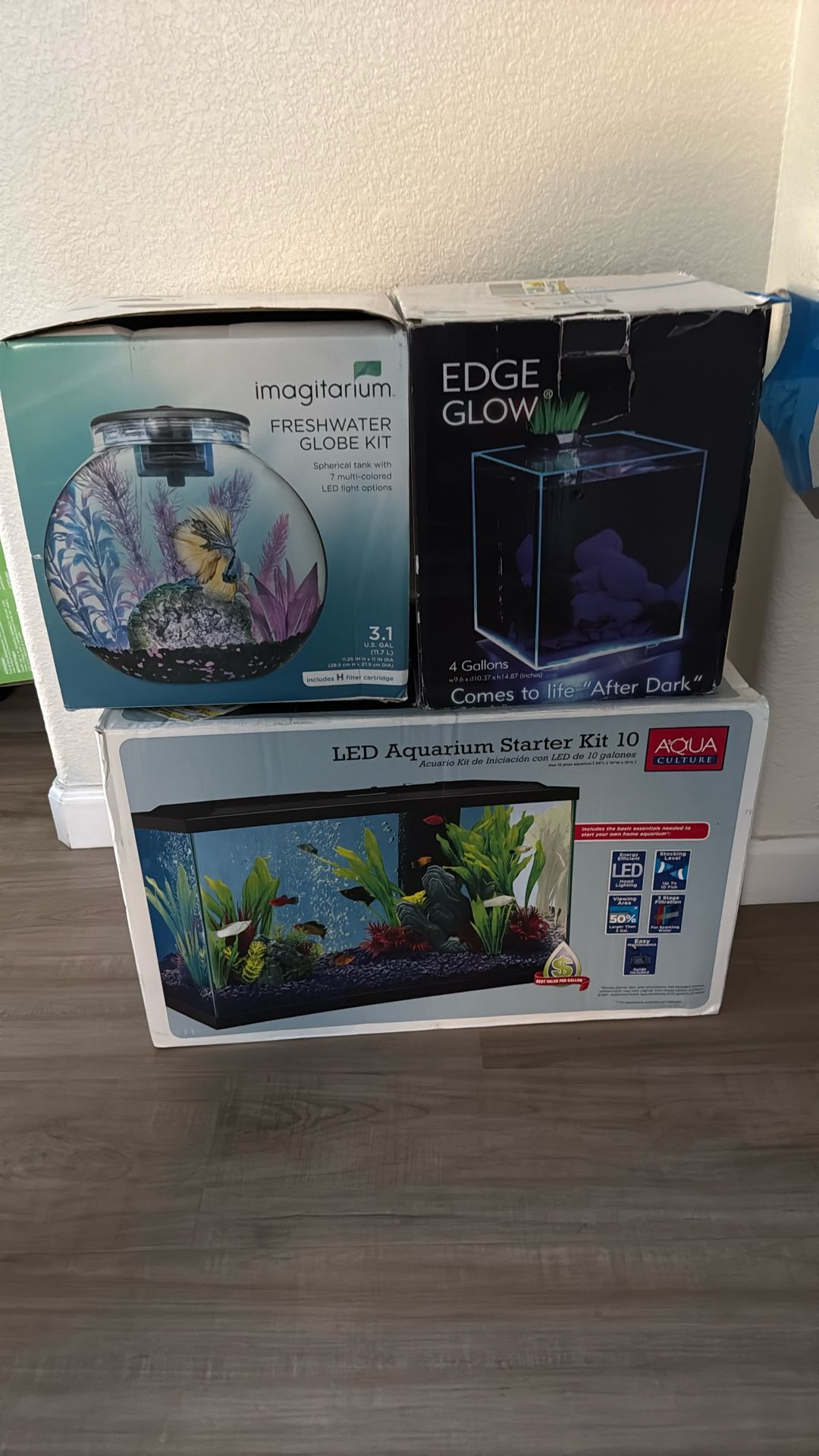 Imagitarium Freshwater Globe Kit , Interpet Glow Edge, Aqua Culture LED Aquarium Starter Kit