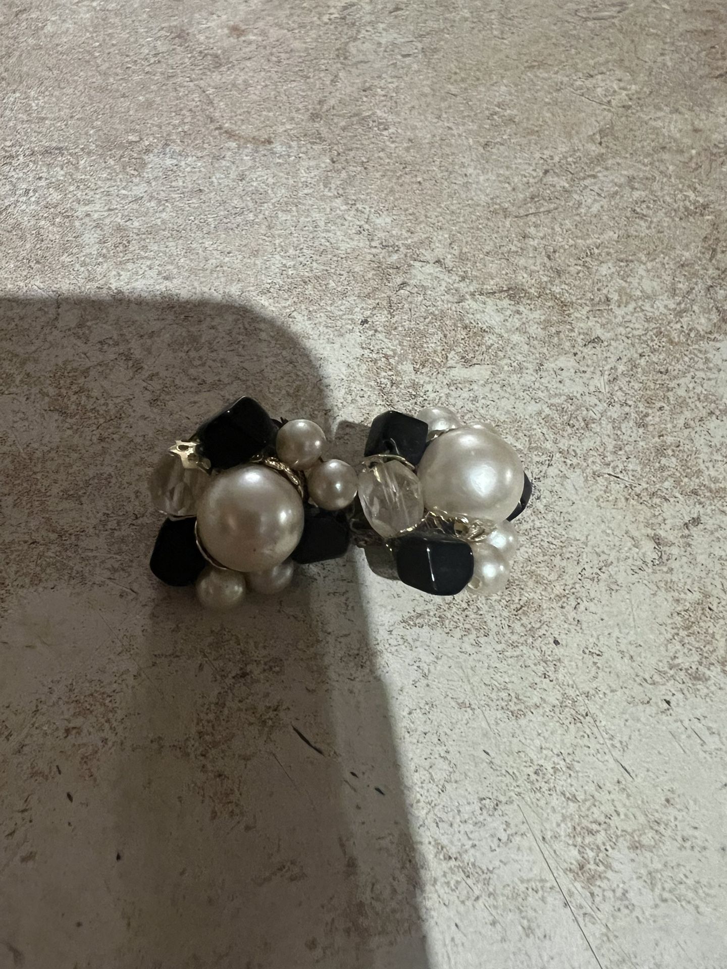 Black And White Clip On Earrings