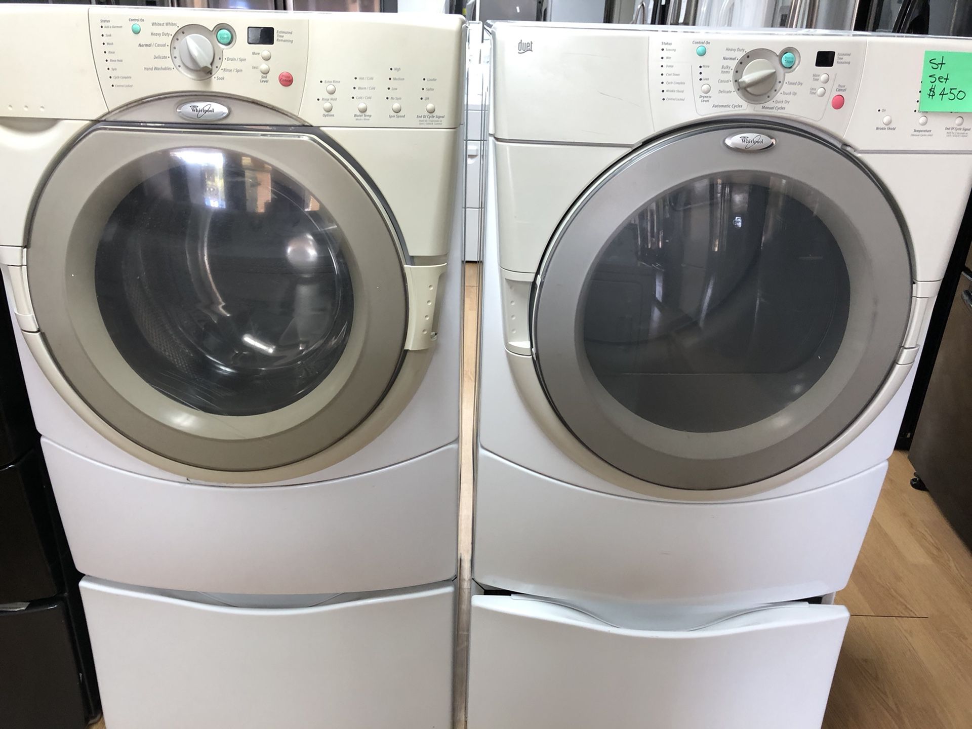 Whirlpool white front load washer and dryer set