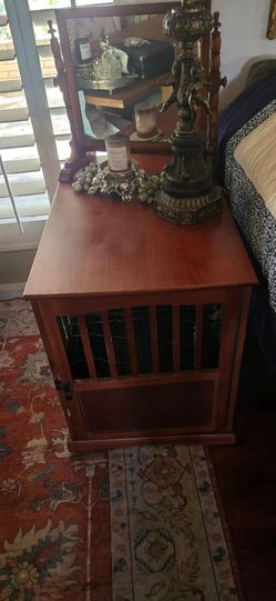 Furniture Wooden dog crate with metal dogcrate inside