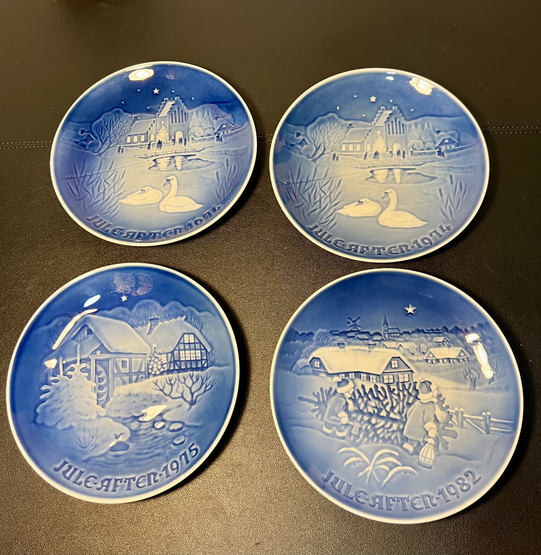 Royal Copenhagen 1(contact info removed) 1982 4 Blue White Jule After Christmas Collector's Plates, 7"