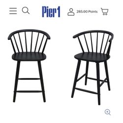 2 Spindle Back Wooden Counter Height Stools (Black), from Pier 1