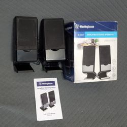 Westinghouse WS-P008 3.5mm Amplified Stereo Speakers Set New in Box!