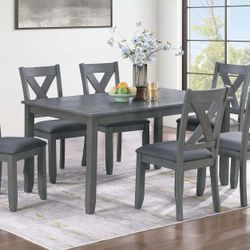 Brand New Grey 7pc Formal Dining Table Set 