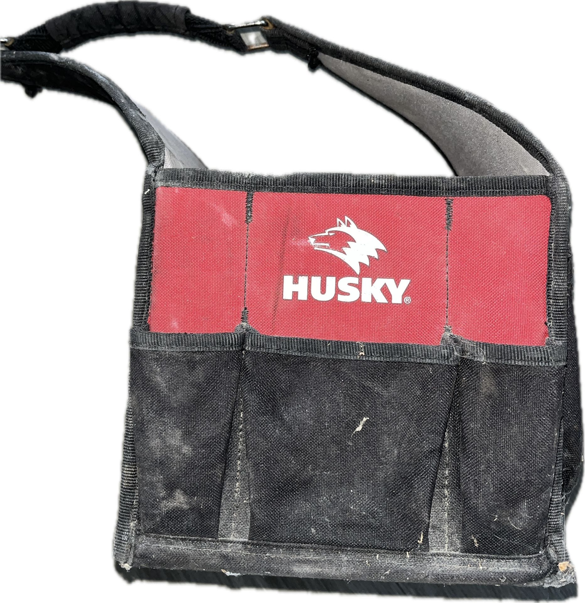 Husky Black Tool Bag Pouch – Multi-Pocket Heavy-Duty Organizer with Red Trim