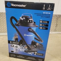 Vacmaster 5 Gallon 3 Peak HP
Poly Wet/Dry Vacuum