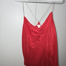 Silk RED Top With Sparkling Straps 