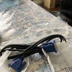 VGA cable Connects computers or laptops to monitors, projectors, or older TVs. The blue connectors with screws are the classic VGA (Video Graphics Arr