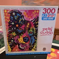 DEAN RUSSO "HAPPY BOY" 300PC JIGSAW PUZZLE.   POSTER INCLUDED.   DONE ONCE.