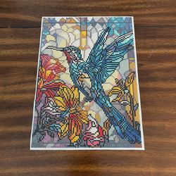 Hummingbird Diamond Art Canvas, Completed 