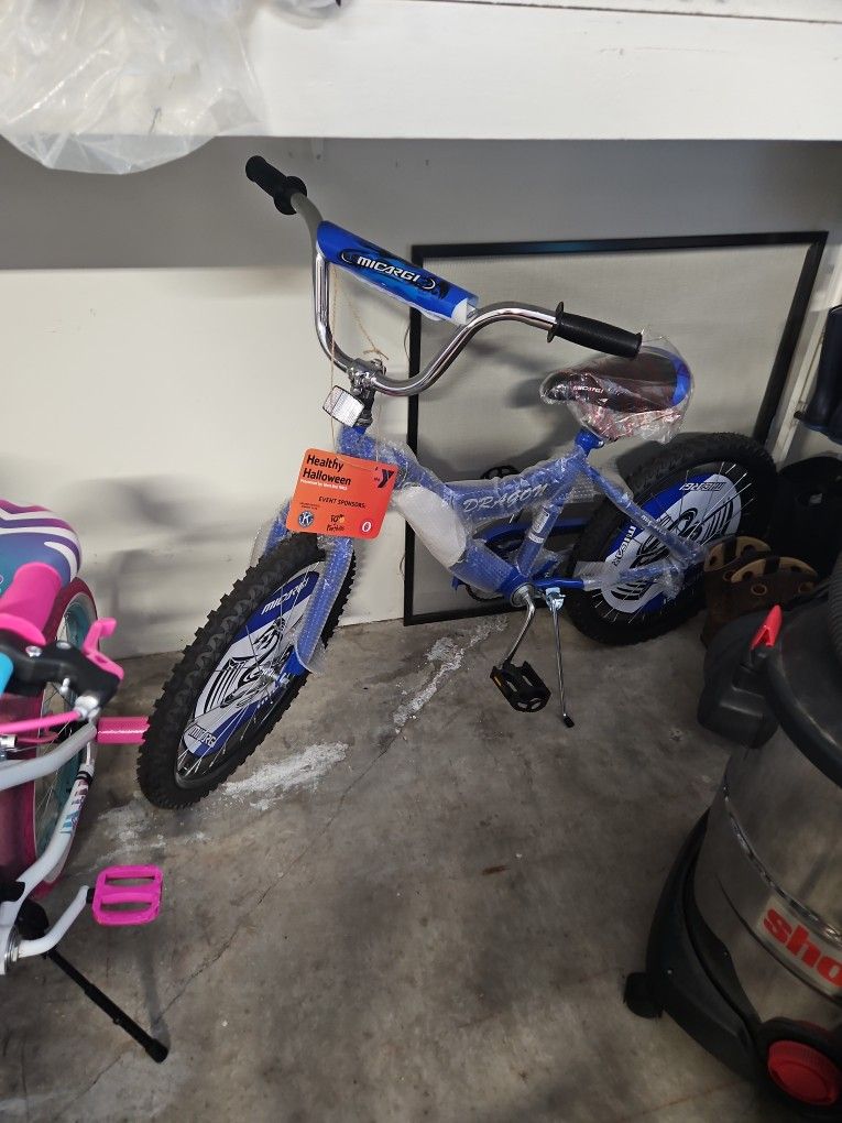 New MICARGI Dragon/Ellie/Kiddy BMX Kids Blue Bike Fixie 3-12 Age Boys Girls 20 inch with Kickstand Kids' Cruiser Bike with Coaster Brake